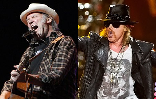 Neil Young y Guns N' Roses tocan juntos en un concierto benéfico