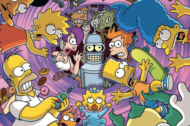 Los personajes de Futurama en un episodio de 'Los Simpsons'