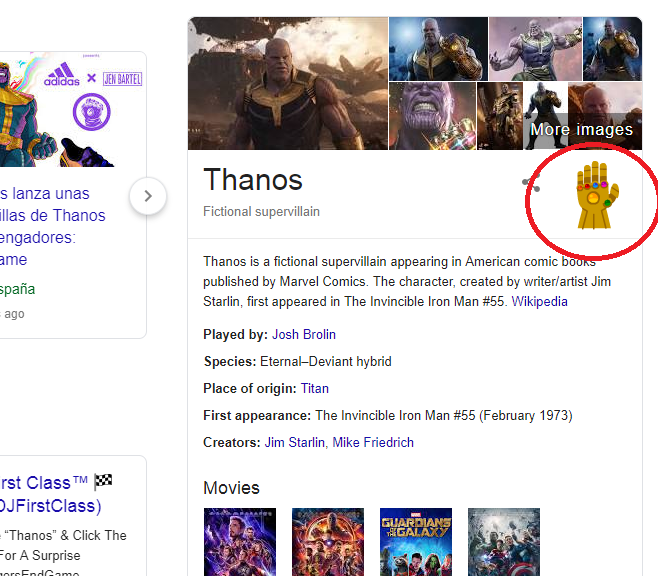 El increíble homenaje de Google a Thanos por 'Vengadores: Endgame'