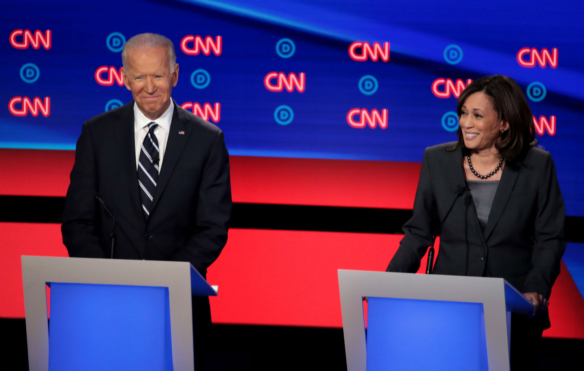 Democratic presidential candidate former Vice President Joe Biden and Sen. Kamala Harris