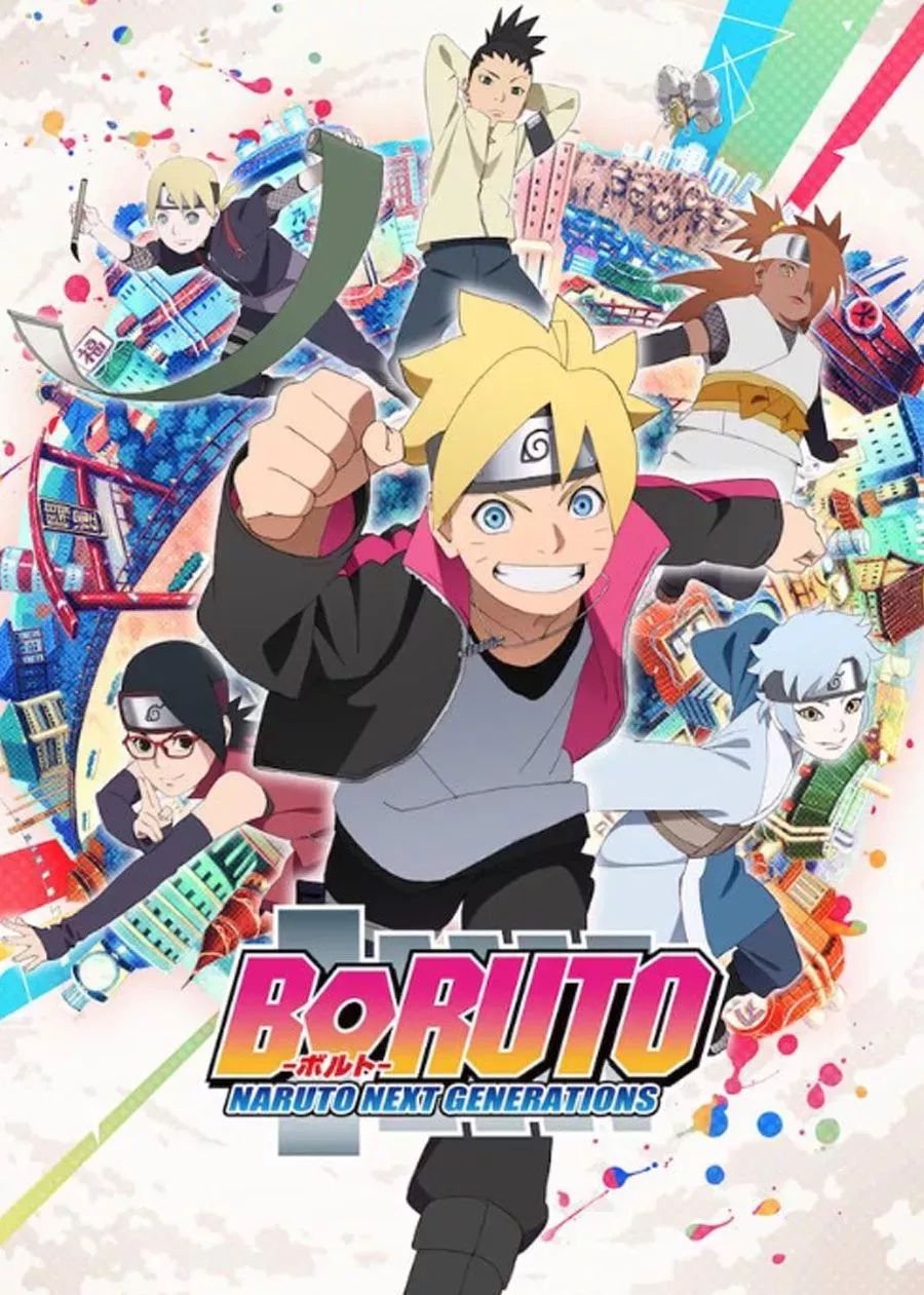 Boruto crashing through the Boruto: Naruto Next Generations cover art