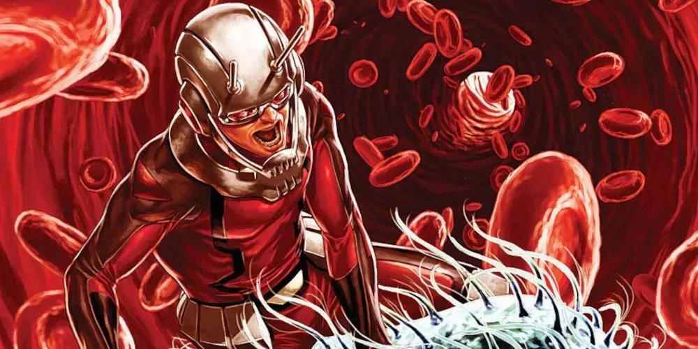 Ant-man fighting white cells in the cover of Ant-Man 5