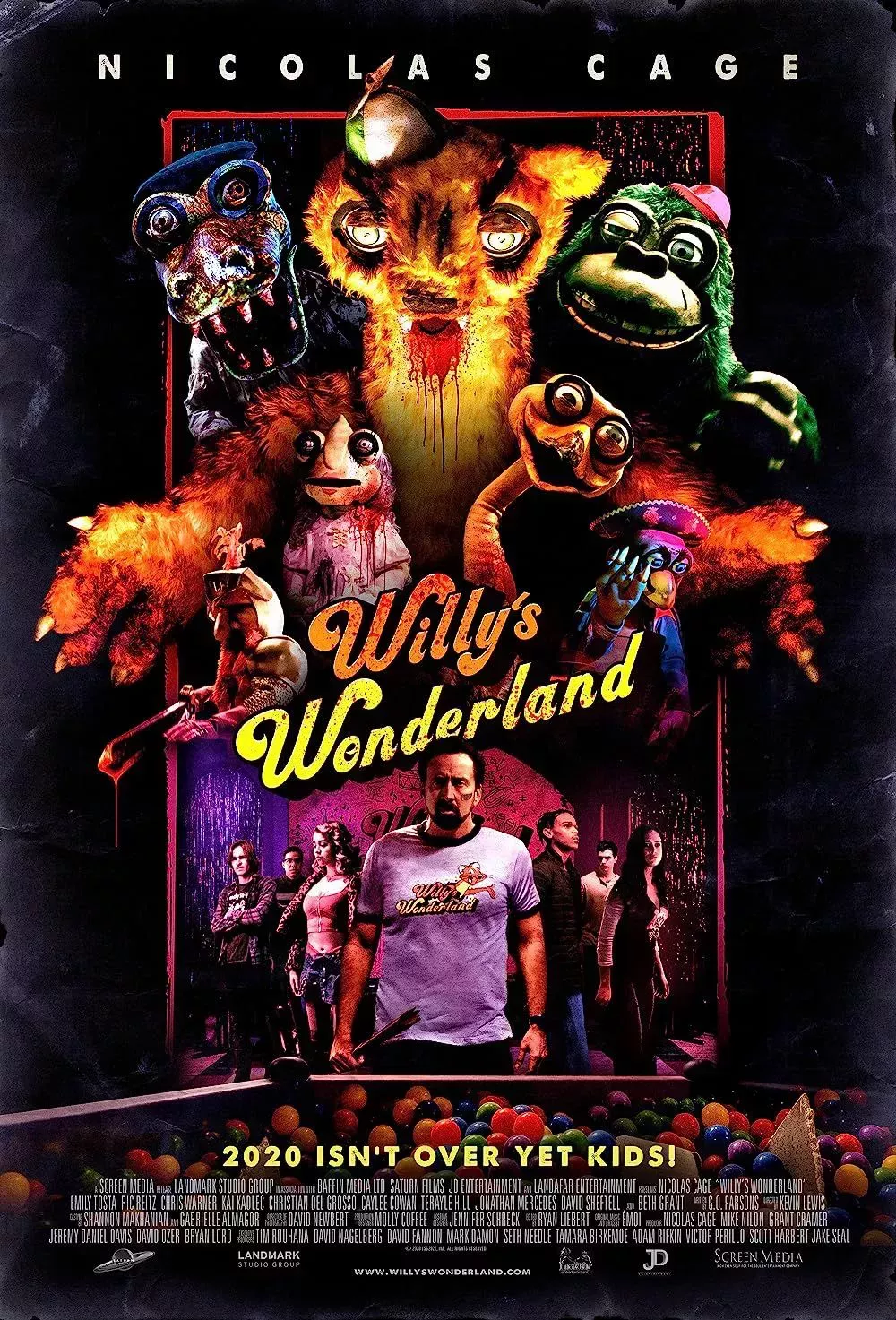 Nicolas Cage and the Cast in Willy's Wonderland