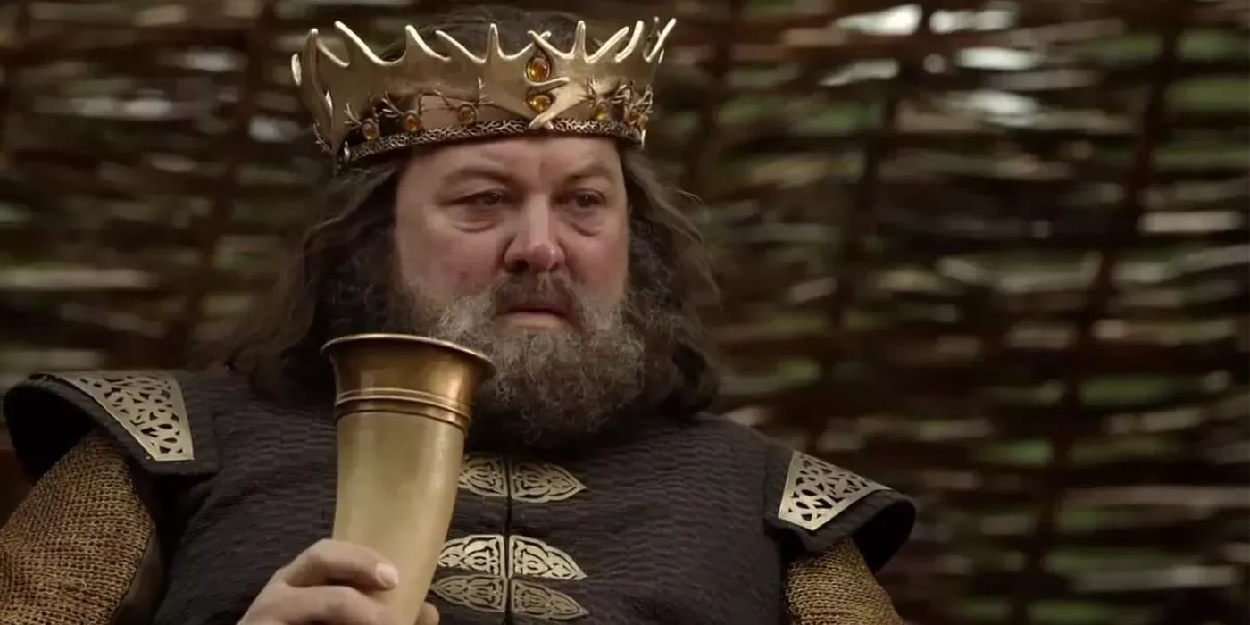 Robert Baratheon enjoys a drink at a tourney in Game of Thrones