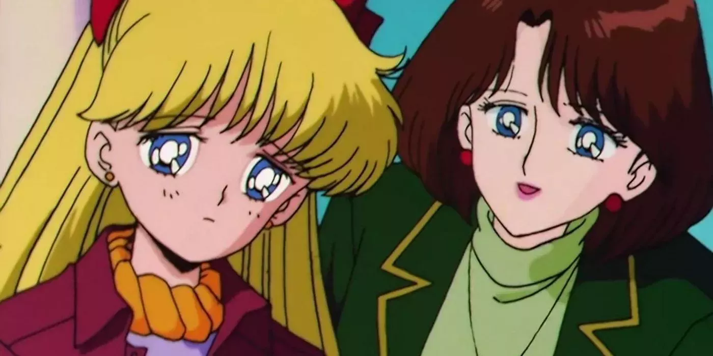 Katarina consoling Minako in the Sailor Moon episode Sailor Venus Past Minakos Tragic Love