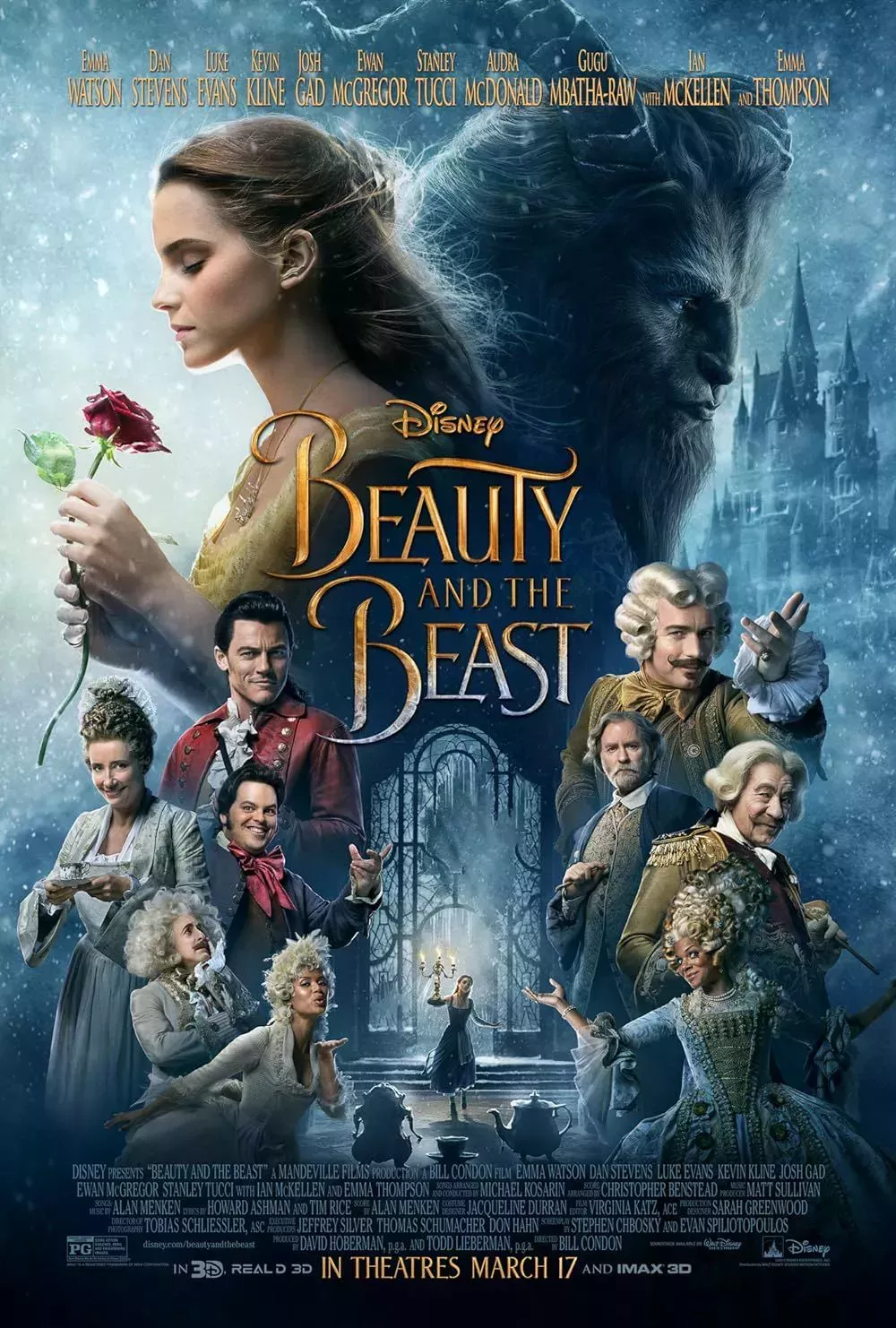The Cast on the Live Action Beauty and the Beast Poster