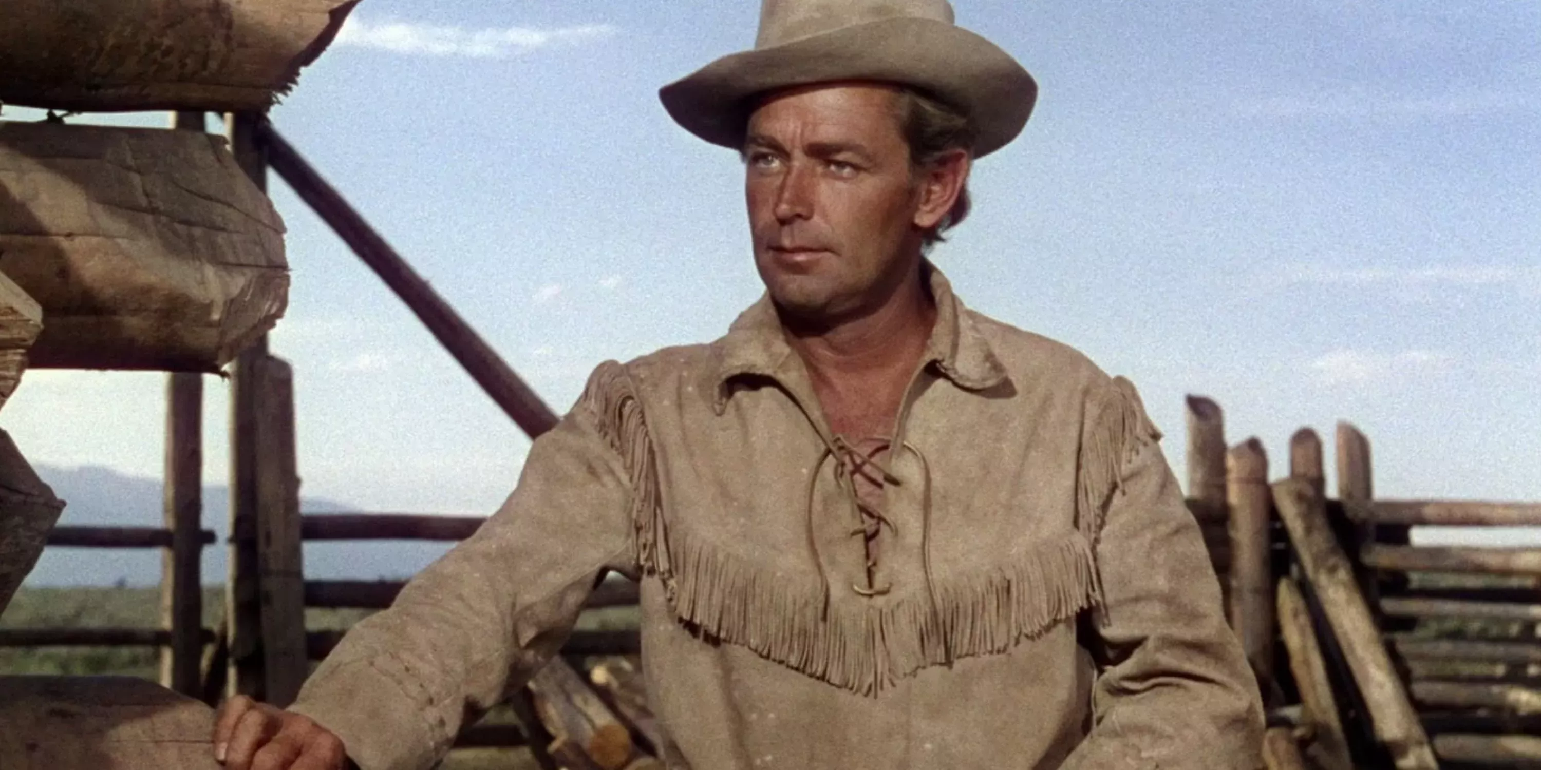 Shane stands on a homestead on the American Frontier in 1953's Shane