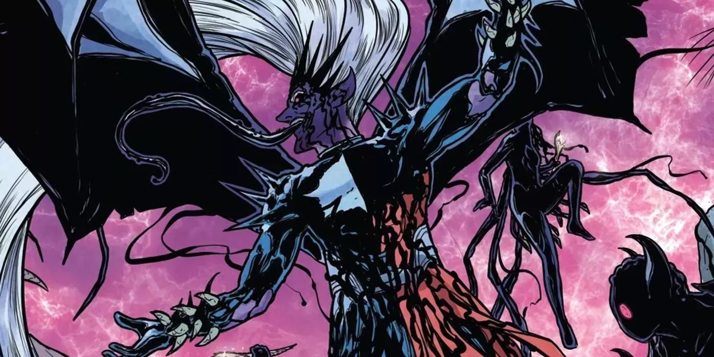Malekith wields the Venom symbiote in the pages of War of the Realms 6