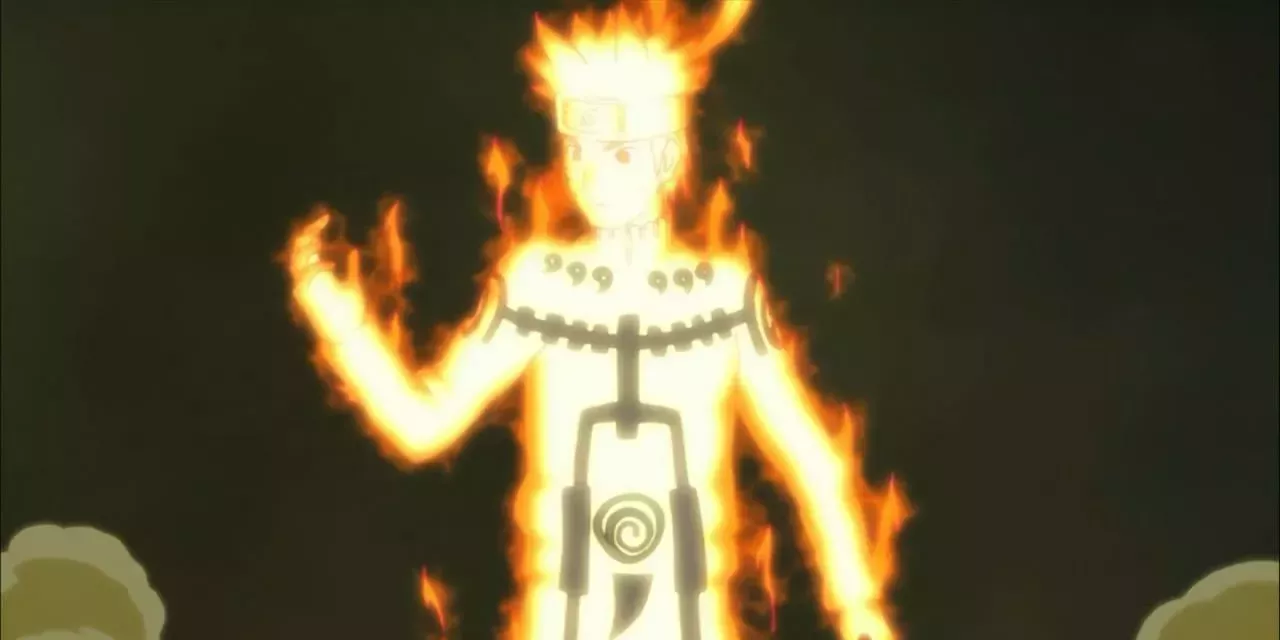 Naruto is in his incomplete Nine Tails Chakra Mode