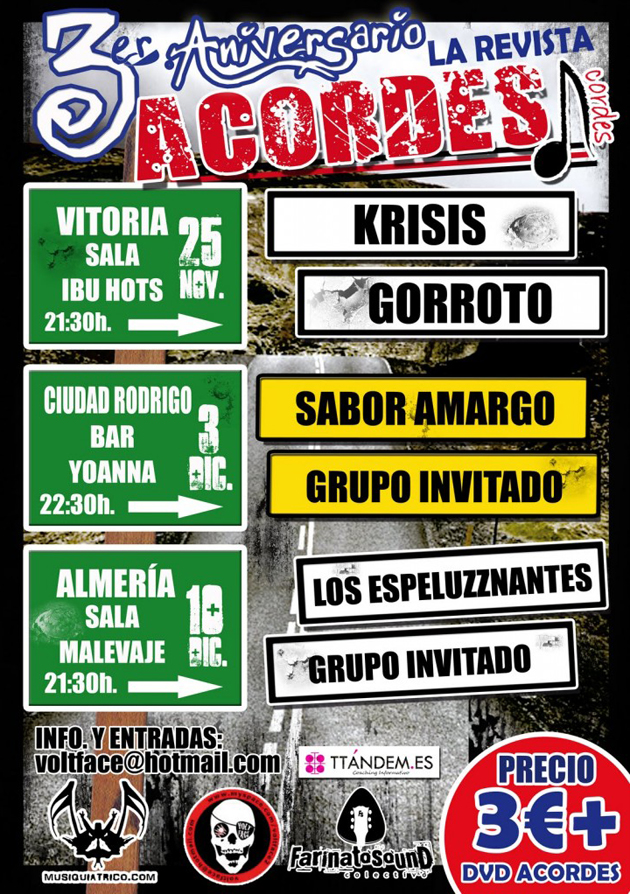 La revista Acordes celebra su tercer aniversario con tres conciertos