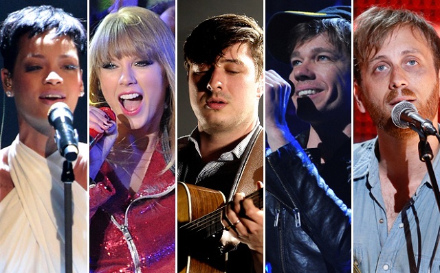Fun Mumfpord & Sons, Skrillex, The Black Keys Rihanna Taylor Swift en los Grammy
