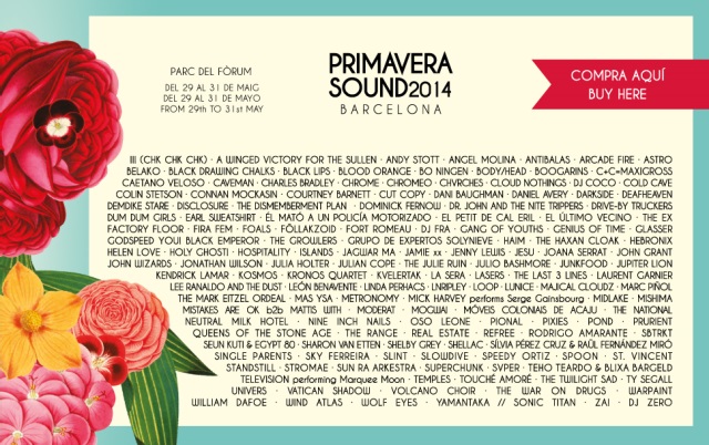 cartel completo del primavera sound 2014