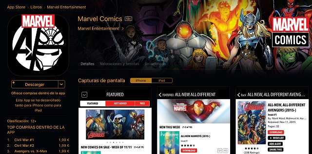 aplicaciones marvel