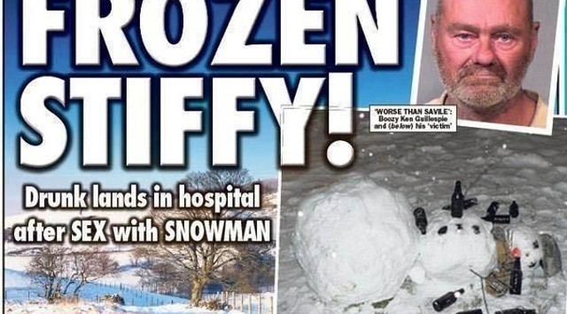 Borracho hospitalizado tras tener sexo con muñeco de nieve