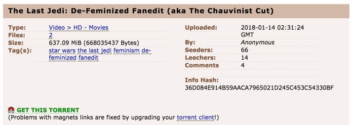 Aficionados de Star Wars lanzan montaje de Los &Uacute;ltimos Jedi sin mujeres