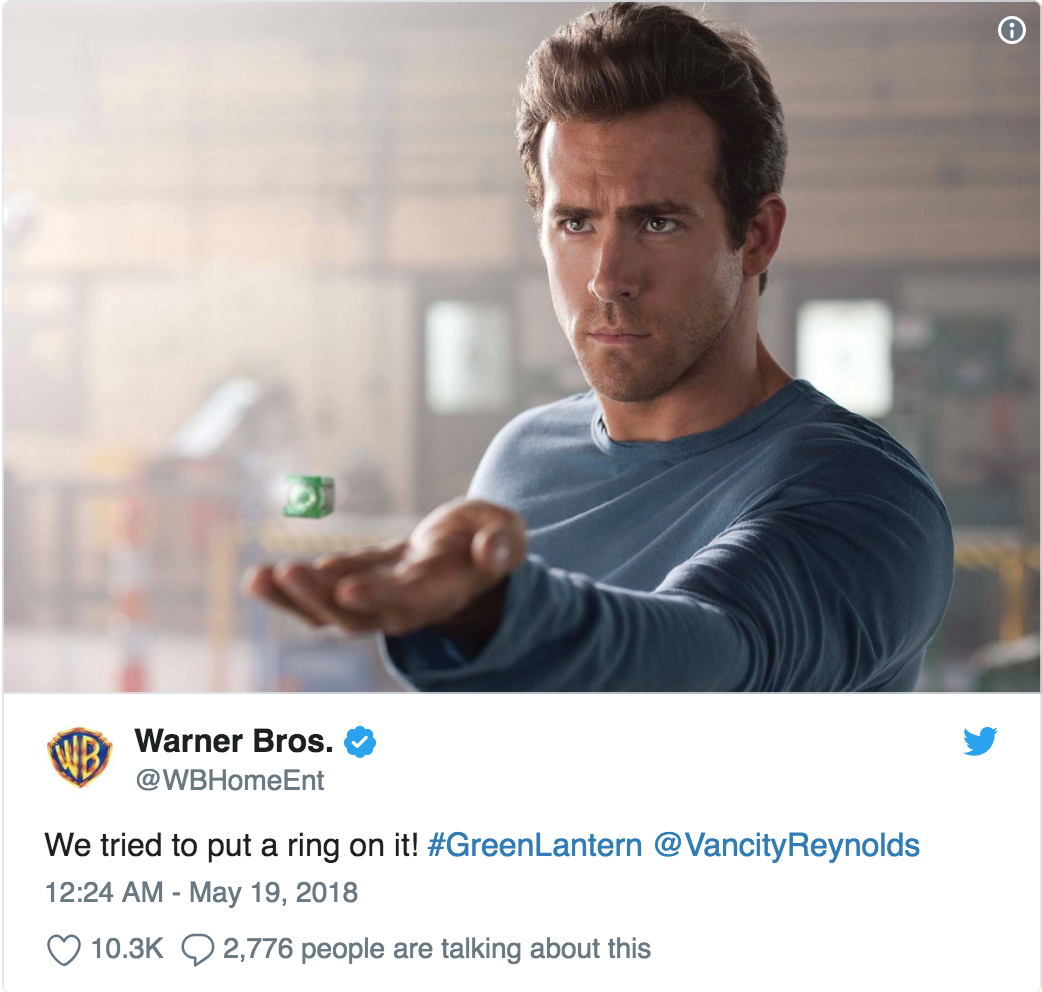 Warner Bros exige a Ryan Reynolds que devuelva su anillo de Green Lantern