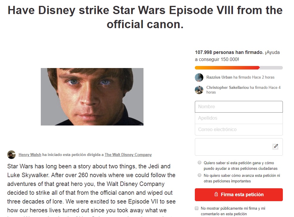 La campaña para que James Gunn vuelva a 'Guardianes de la Galaxia 3' supera en dos días a los detractores de 'Star Wars: Los Últimos Jedi' La campaña para que James Gunn vuelva a 'Guardianes de la Galaxia 3' supera en dos días a los detractores de 'Star Wars: Los Últimos Jedi'