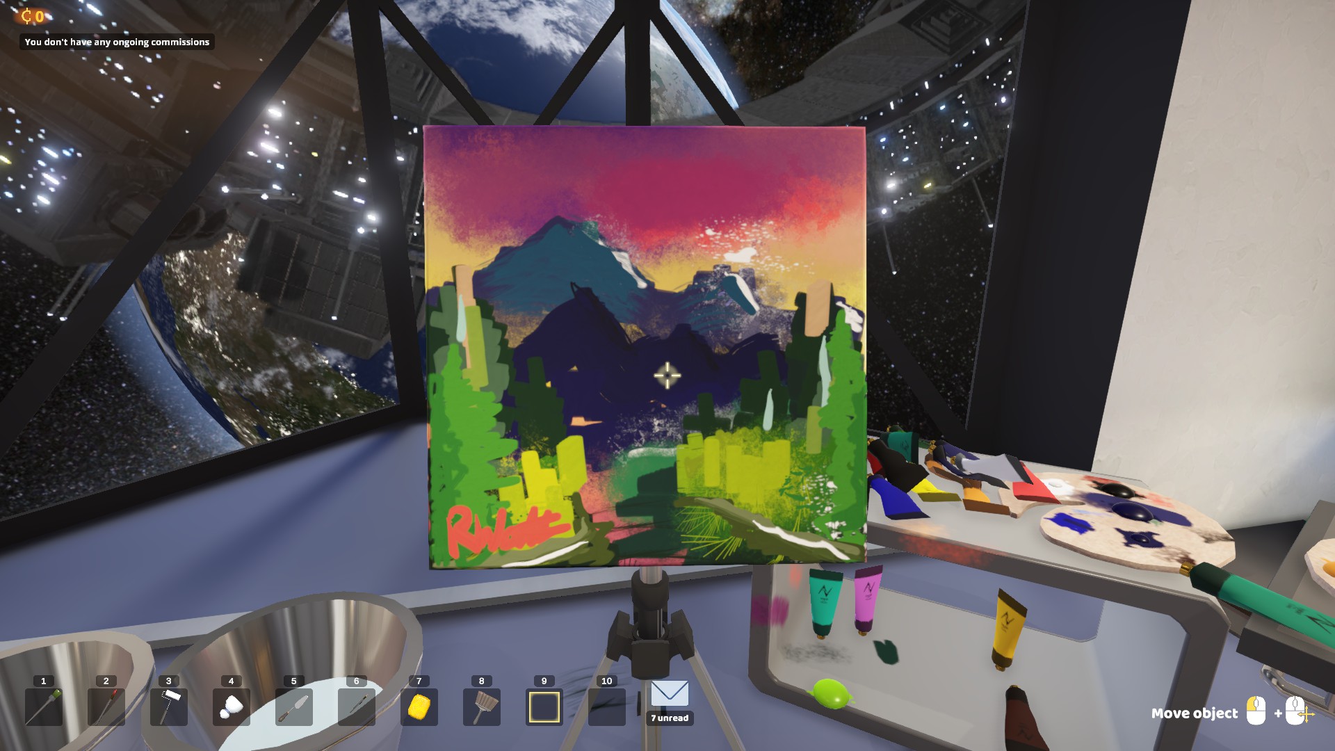 Intenté seguir un tutorial de Bob Ross mientras jugaba a un simulador de artista y la lucha fue real