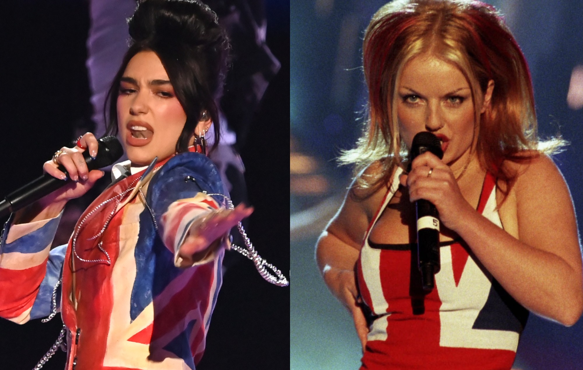Geri Horner, de las Spice Girls, aprueba el look Union Jack de Dua Lipa en los BRITs