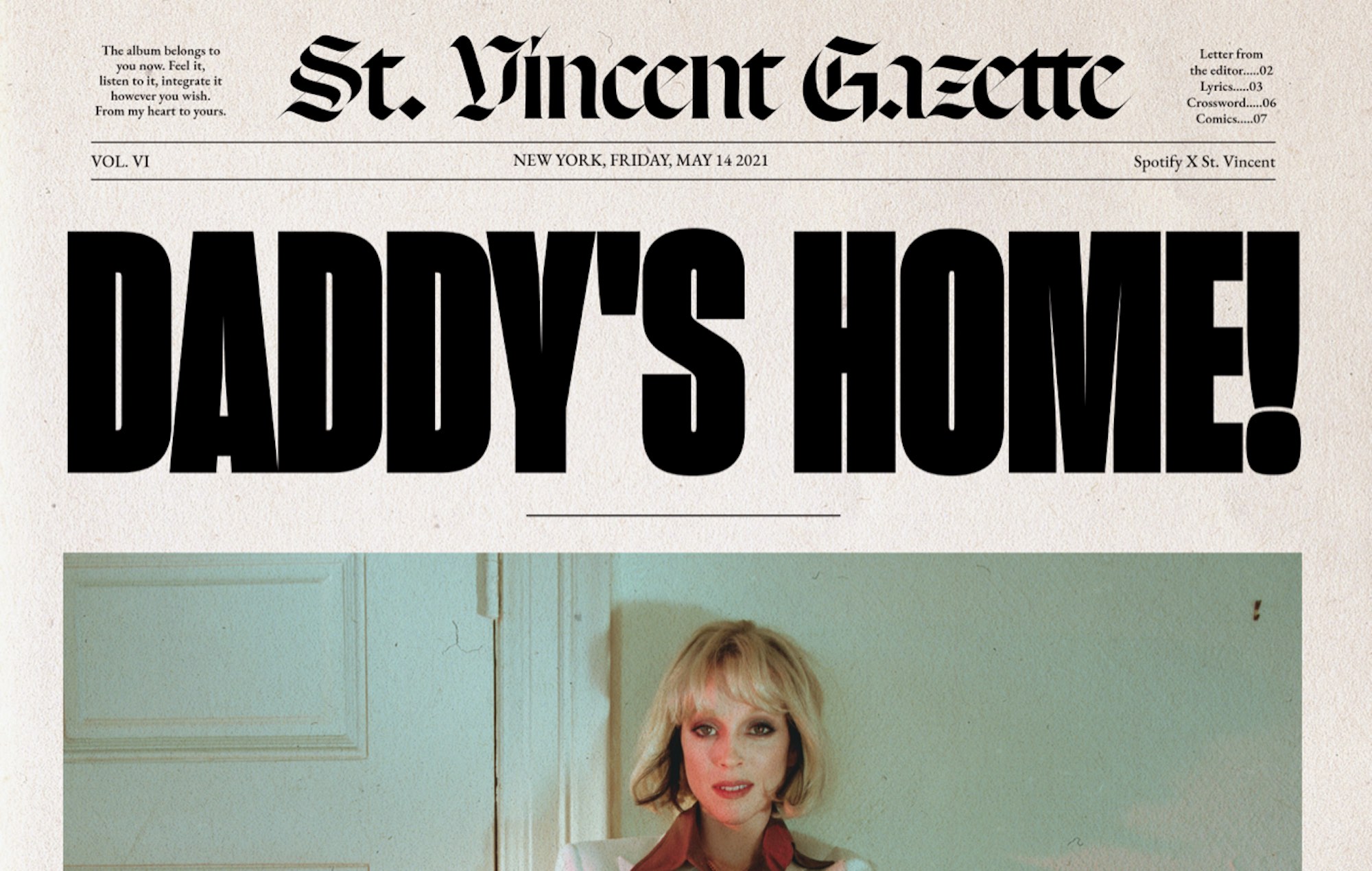 St. Vincent comparte una nueva versión mejorada de 'Daddy's Home' y un periódico