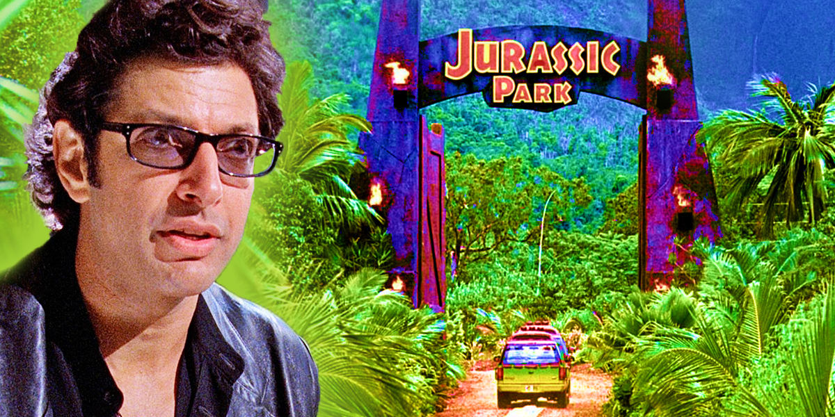 La icónica puerta de Jurassic Park es un guiño a otra película, y crea un chiste meta