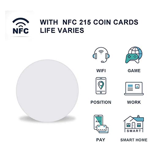 10 tarjetas con forma de moneda NFC 215, compatibles con teléfonos móviles y dispositivos habilitados para NFC.