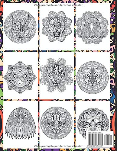 100 animales depredadores americanos - Libro de colorear - leopardo, León, Lobo, Tiburón, y más