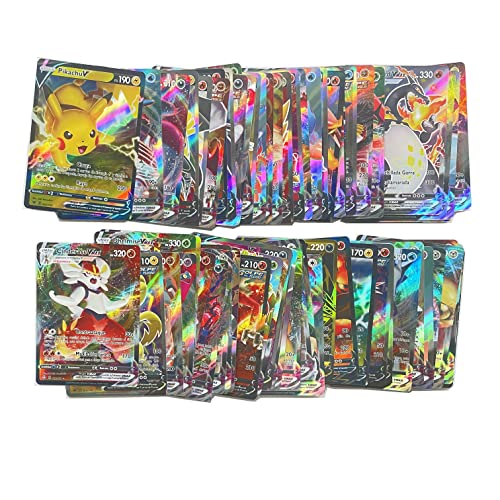 100 Cartas Pokemon V-VMAX Español - Contienen 100 Cartas V-VMAX de Alta Potencia Aleatorias - V - VMax Gigamax - Carta de Batalla - Carta Coleccionables (100 Cartas Brillante)