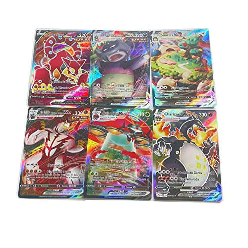 100 Cartas Pokemon V-VMAX Español - Contienen 100 Cartas V-VMAX de Alta Potencia Aleatorias - V - VMax Gigamax - Carta de Batalla - Carta Coleccionables (100 Cartas Brillante)