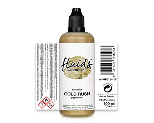 100 ml Fluids Alcohol Ink GOLD RUSH, Tinta al alcohol para Fluid Art y Resin Art, oro metálico