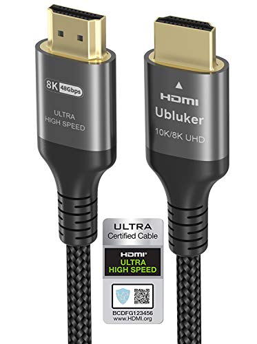 10k 8k 4k Cable HDMI 2.1 de 48Gbps Certificado Ultra Alta Velocidad HDMI Cable 4K120Hz 144Hz 10K 8K60Hz 4:4:4 DTS:X Dolby Atmos eARC Dynamic HDR Compatible con Apple TV Gaming PC RTX3090 PS5 Xbox (2m)