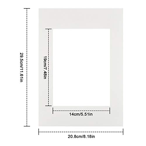 10pcs Paspartús,A4 Talla Papel Paspartú para Fotos, Blanco Marco de Cartulina para Enmarcar Imágenes, Carteles,Adecuado para Imagen Fotográfica de 7.5 x 5.5 Pulgadas