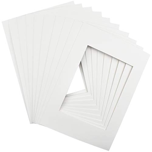 10pcs Paspartús,A4 Talla Papel Paspartú para Fotos, Blanco Marco de Cartulina para Enmarcar Imágenes, Carteles,Adecuado para Imagen Fotográfica de 7.5 x 5.5 Pulgadas