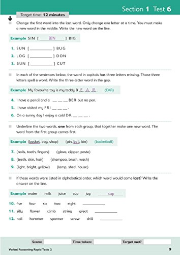 11+ Verbal Reasoning Rapid Tests Book 2: Year 3, Ages 7-8