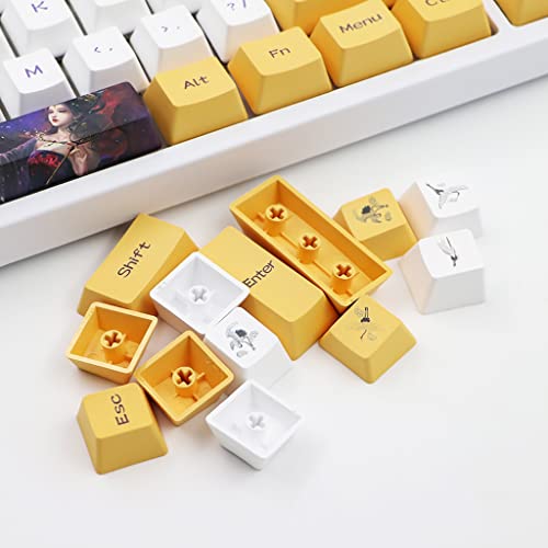 117Keys / Set OEM Profile Custom Game Wang Zhaojun Figure Keycaps PBT Dye Sublimación Key Cover para MX DZ60 GK61 SK61 Oem Profile Mx Style Keycap Set White Pbt