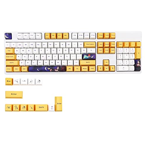 117Keys / Set OEM Profile Custom Game Wang Zhaojun Figure Keycaps PBT Dye Sublimación Key Cover para MX DZ60 GK61 SK61 Oem Profile Mx Style Keycap Set White Pbt