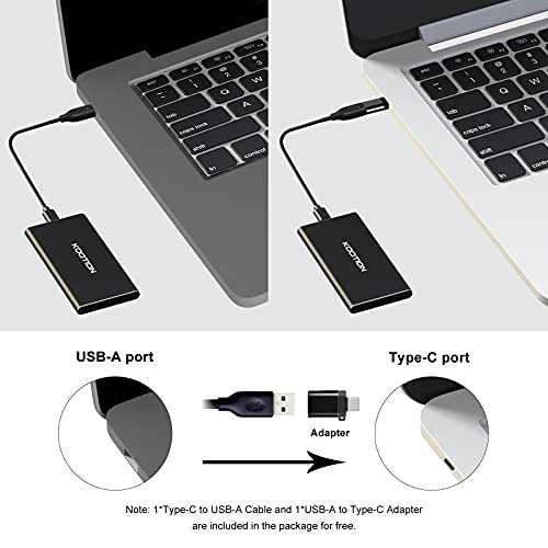120GB SSD Portátil USB 3.1 KOOTION Disco Duro Externo Portable SSD, Alta Velocidad de Lectura y Escritura de hasta 400 MB/s y 300 MB/s, para Windows, MacBook, Xbox, Smart TV, PS3/4, Pesa 41g