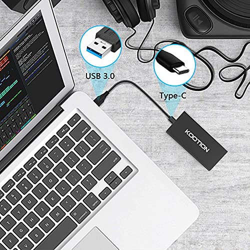 120GB SSD Portátil USB 3.1 KOOTION Disco Duro Externo Portable SSD, Alta Velocidad de Lectura y Escritura de hasta 400 MB/s y 300 MB/s, para Windows, MacBook, Xbox, Smart TV, PS3/4, Pesa 41g