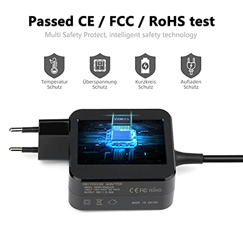 19V 3,42A 65W Cargador Adaptador Portátil para ASUS F555 F554LA F551C F551M F554 F554L F554LA F551CA F551C F551 K551 K550 K550CA X54C X552C X551M X554L X551C X551CA K53E K52F Conectors: 5,5 * 2,5mm