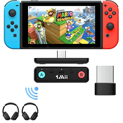 1mii Adaptador Bluetooth para Nintendo Switch/Ps4/ps5, Transmisor Audio Bluetooth 5.0 USB, Aptx De Baja Latencia Micrófono Incorporado para Dual Link Auriculares Bluetooth, Teclado Nintendo Switch