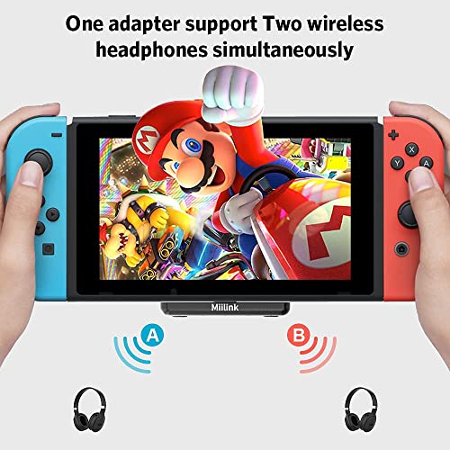 1mii Adaptador Bluetooth para Nintendo Switch/Ps4/ps5, Transmisor Audio Bluetooth 5.0 USB, Aptx De Baja Latencia Micrófono Incorporado para Dual Link Auriculares Bluetooth, Teclado Nintendo Switch