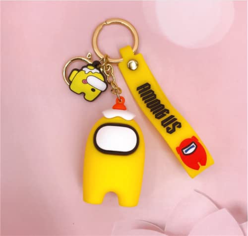 1pc Cute Among Us Llavero Silicona Lovely Cartoon Key Ring Colgante Bolsa Charm para Niñas Niños Entre Juegos de Personajes Accesorio (amarillo)