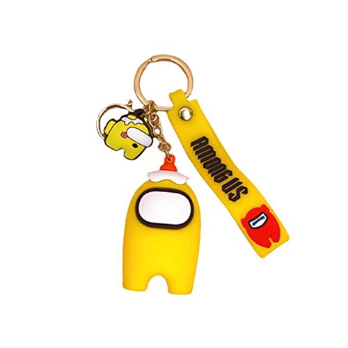 1pc Cute Among Us Llavero Silicona Lovely Cartoon Key Ring Colgante Bolsa Charm para Niñas Niños Entre Juegos de Personajes Accesorio (amarillo)