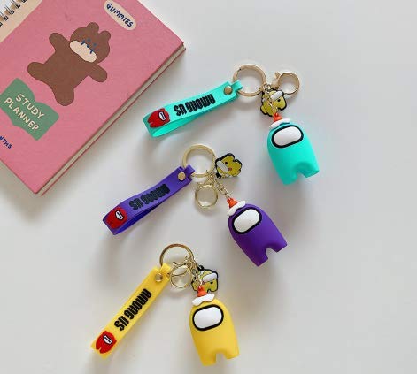 1pc Cute Among Us Llavero Silicona Lovely Cartoon Key Ring Colgante Bolsa Charm para Niñas Niños Entre Juegos de Personajes Accesorio (rojo)