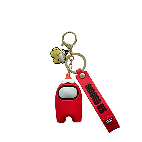 1pc Cute Among Us Llavero Silicona Lovely Cartoon Key Ring Colgante Bolsa Charm para Niñas Niños Entre Juegos de Personajes Accesorio (rojo)