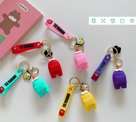 1pc Cute Among Us Llavero Silicona Lovely Cartoon Key Ring Colgante Bolsa Charm para Niñas Niños Entre Juegos de Personajes Accesorio (rojo)