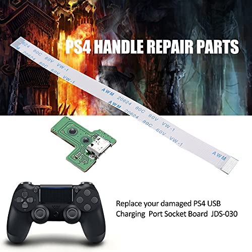 1pc JDS-030 Tarjeta de Puerto de Carga Micro USB para Mando PS4, Replacement Placa de Conectores de Carga Adaptador con Flex Cable para Controlador Playstation DualShock 4