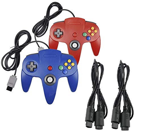 2 mandos para Nintendo 64 N64 rojo y azul con extensiones Gamepad Joypad