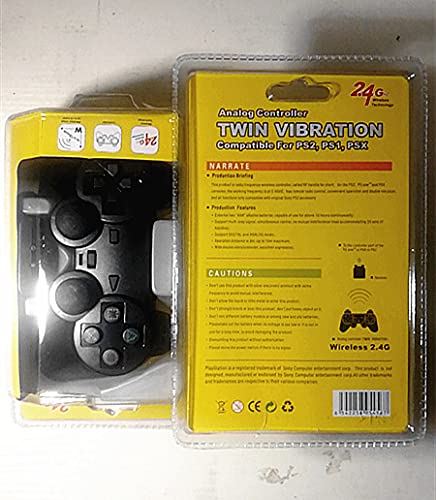 2 paquetes de controladores inalámbricos para juegos PS2 (negro y negro) - Sunny Rainbow