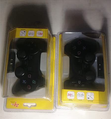 2 paquetes de controladores inalámbricos para juegos PS2 (negro y negro) - Sunny Rainbow
